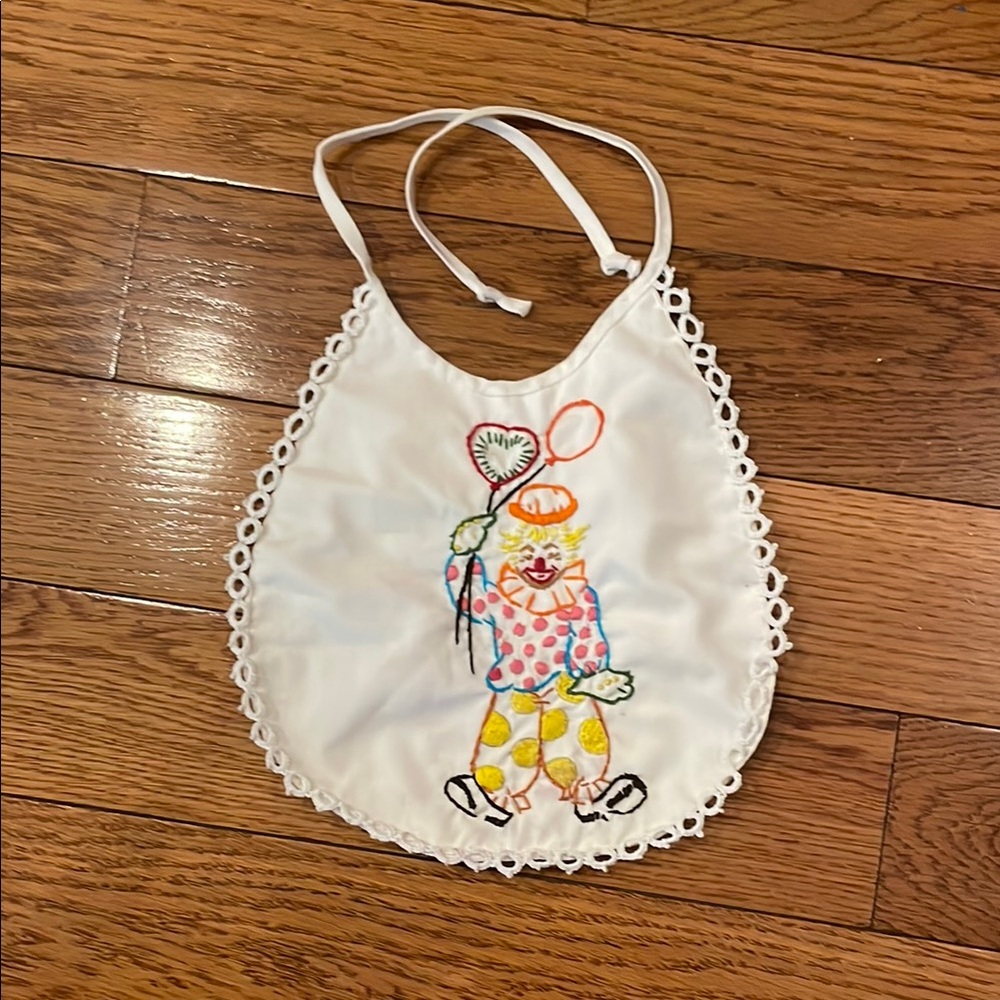 Colorful Clown Embroidered Kids Bib